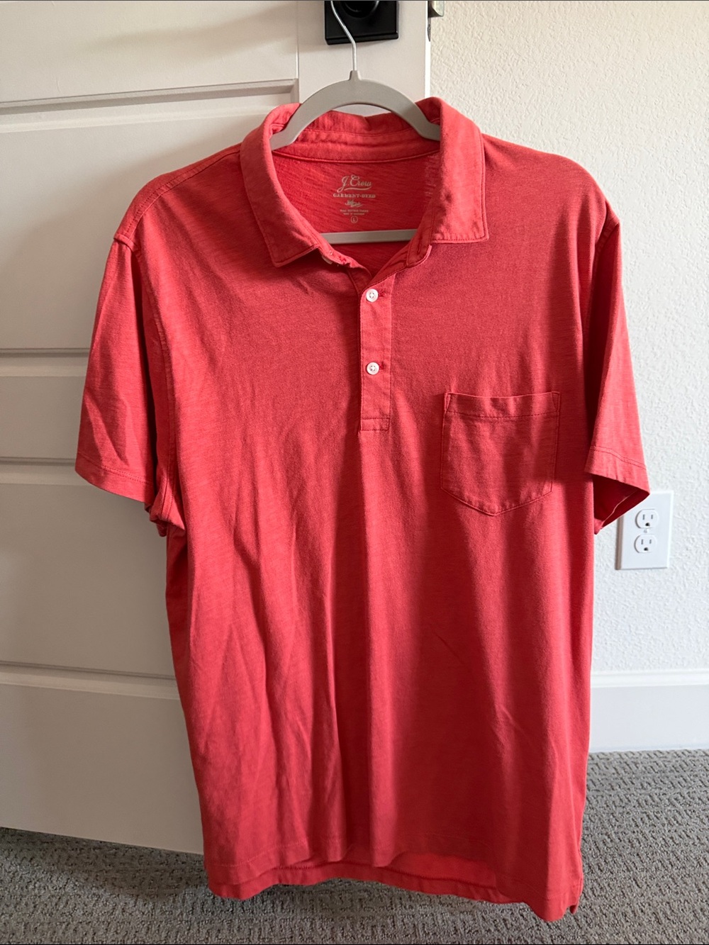 J. Crew Men's Coral Short-Sleeve Pocket Polo